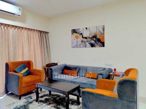 Bedroom one of Mahindra Vicino TrustedStay Service Apartment in Andheri east, Mumbai